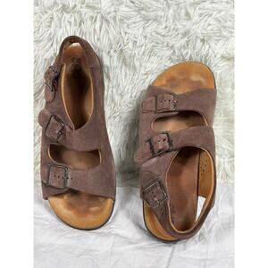 SAS Relaxed Tripad Comfort Shoes Womens 10M Brown Leather Sandals Double Buckle